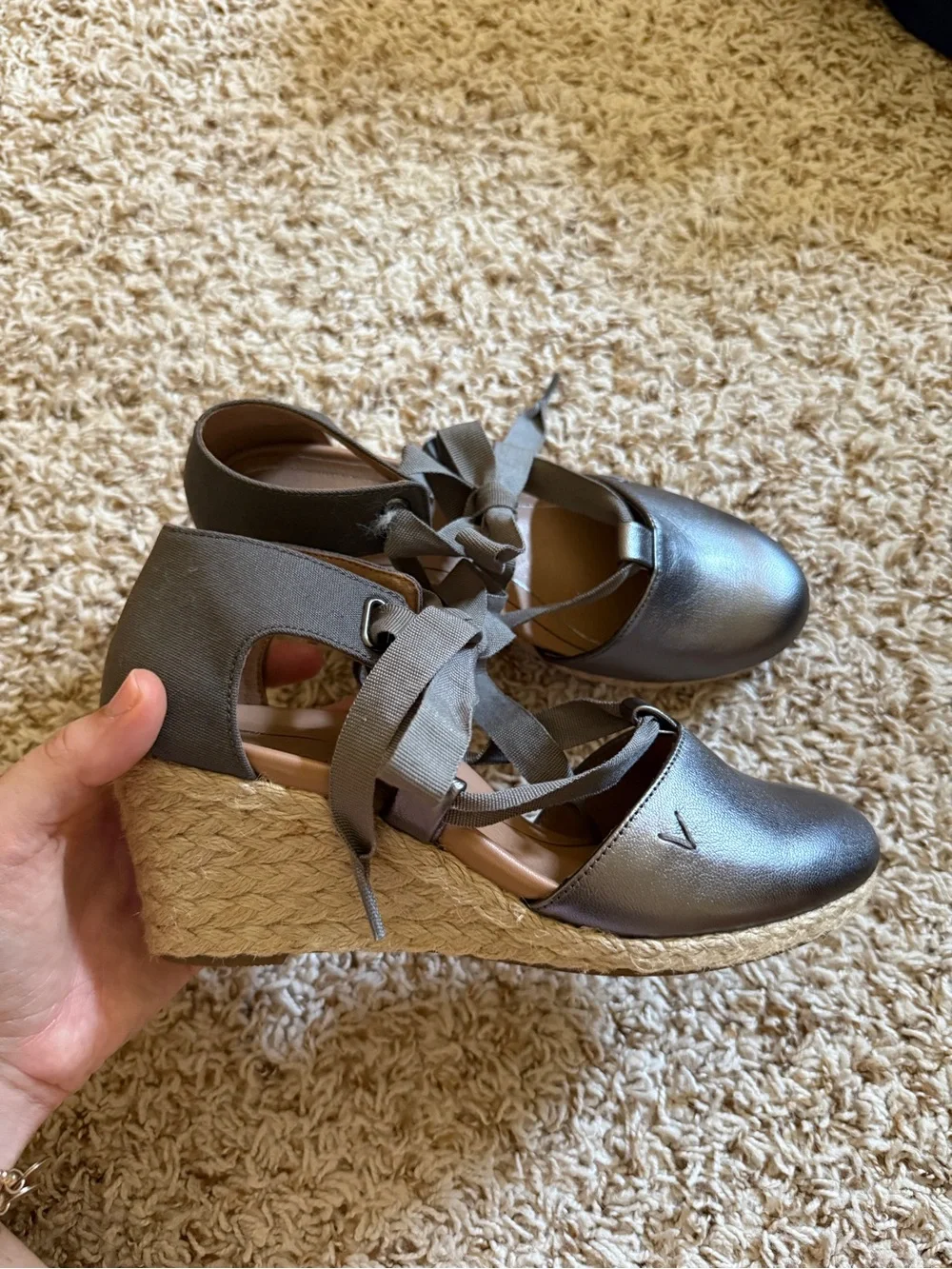 Vionic Metallic Silver Wedges